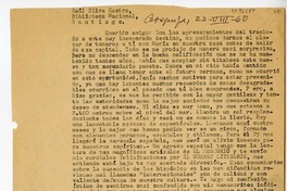 [Carta] 1960 agosto 22, Arequipa, Perú [a] Raúl Silva Castro, Santiago, Chile