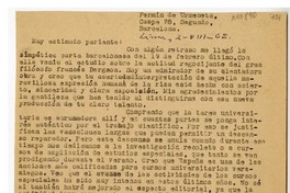 [Carta] 1963 agosto 2, Lima, Perú [a] Fermín de Urmeneta, Barcelona, España