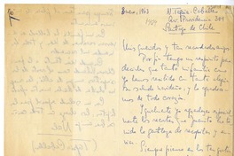 [Carta] 1963 enero, Santiago, Chile [a] Juan Mujica, Arequipa, Perú