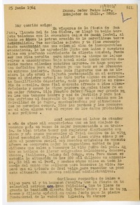 [Carta] 1964 junio 25, Lima, Perú [a] Pedro Lira Urquieta, Roma, Italia