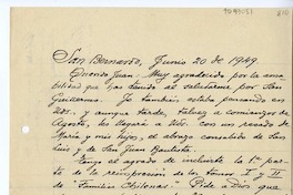 [Carta] 1949 junio 20, San Bernardo, Chile [a] Juan Mujica
