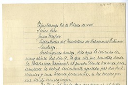 [Carta] 1944 febrero 26, Chimbarongo, Chile [a] Juan Mujica de la Fuente, Santiago
