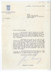 [Carta] 1963 junio 20, Madrid, España [a] Juan Mujica de la Fuente, Lima, Perú