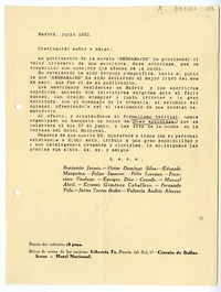 [Carta] 1931, junio, Madrid, España [a] Juan Mujica de la Fuente