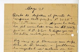 [Carta] [1929] mayo 21, Santiago, Chile [a] Juan Mujica de la Fuente