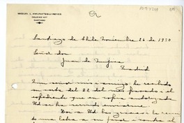 [Carta] 1930 diciembre 26, Santiago, Chile [a] Juan Mujica de la Fuente, Madrid, España