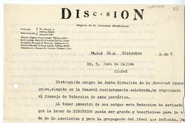 [Carta] 1930 diciembre 21, Madrid, España [a] Juan Mujica de la Fuente