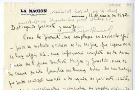 [Carta] 1942 enero 13, Buenos Aires, Argentina [a] Juan Mujica de la Fuente