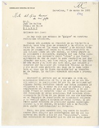 [Carta] 1935 marzo 7, Barcelona, España [a] Juan Mujica de la Fuente, Bilbao