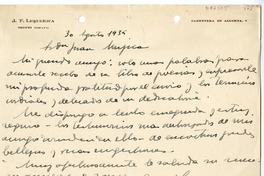 [Carta] 1935 agosto 30, Vizcaya, España [a] Juan Mujica de la Fuente