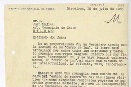[Carta] 1935 julio 30, Barcelona, España [a] Juan Mujica de la Fuente, Bilbao