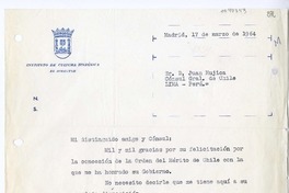 [Carta] 1964 marzo 17, Madrid, España [a] Juan Mujica de la Fuente, Lima, Perú