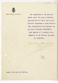 [Carta] 1928 octubre 16, Madrid, España [a] Juan Mujica de la Fuente