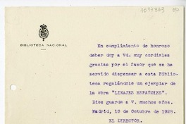 [Carta] 1928 octubre 16, Madrid, España [a] Juan Mujica de la Fuente
