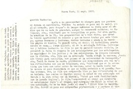 [Carta] 1957 septiembre 11, Nueva York [a] Humberto Díaz-Casanueva