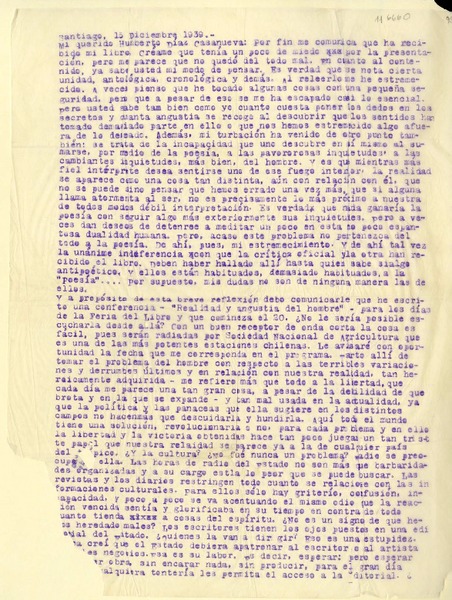 [Carta] 1939 diciembre 15, Santiago, Chile [a] Humberto Díaz-Casanueva