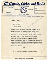 [Telegrama] [1946], Washington D. C. [a] Rosamel del Valle