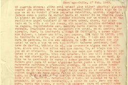 [Carta] 1943 febrero 27, Santiago, Chile [a Mireya]