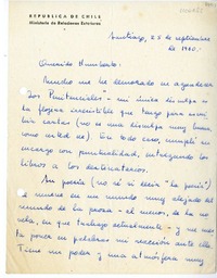 [Carta] 1960 septiembre 25, Santiago, Chile [a] Humberto Díaz-Casanueva