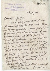 [Carta] 1996 junio 29, Concepción, Chile [a] Jorge Aravena Llanca.