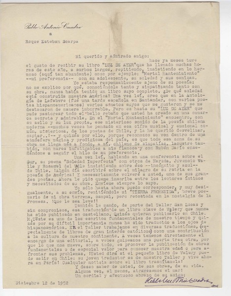 [Carta] 1952 dic. 12, Nicaragua [a] Roque Esteban Scarpa