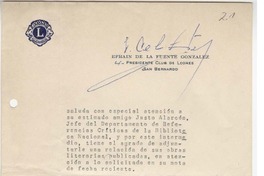 [Carta] 1972 feb. 8, San Bernardo, Chile [a] Justo Alarcón R.