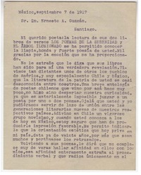 [Carta] 1917 sep. 7, México [a] Ernesto A. Guzmán