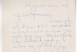 [Tarjeta] 1969 mar. 30, Santiago, Chile [a] Biblioteca Nacional de Chile