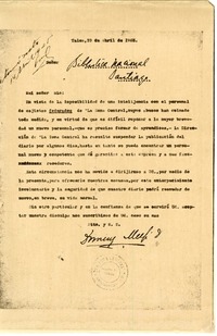 [Carta] 1925 abril 10, Talca, Chile [a] Biblioteca Nacional de Chile
