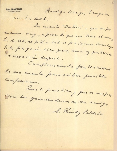 [Carta c.1945], Santiago, Chile [a] Gonzalo Drago