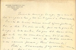 [Carta] 1951 abr. 13, Santiago, Chile [a] Gonzalo Drago