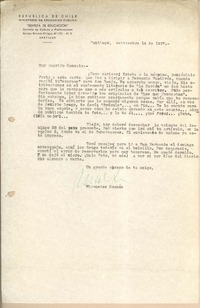 [Carta] 1957 sep. 14, Santiago, Chile [a] Gonzalo Drago
