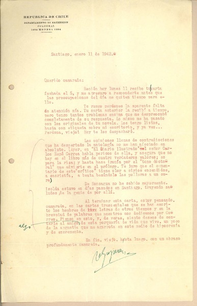 [Carta] 1942 ene. 11, Santiago, Chile [a] Gonzalo Drago
