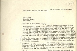 [Carta] 1960 ago. 25, Santiago, Chile [a] Gonzalo Drago