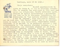 [Tarjeta] 1945 may. 18, Santiago, Chile [a] Gonzalo Drago