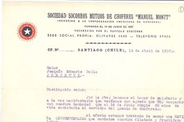 [Carta] 1957 abr. 12, Santiago, Chile [a] Joaquín Edwards Bello