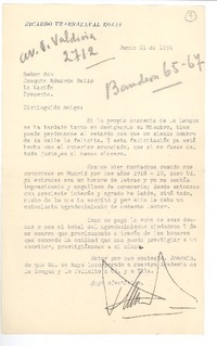 [Carta] 1954 jun. 21, Santiago, Chile [a] Joaquín Edwards Bello