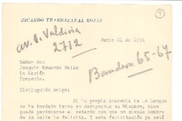 [Carta] 1954 jun. 21, Santiago, Chile [a] Joaquín Edwards Bello