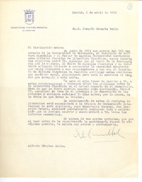 [Carta] 1954 abr. 5, Madrid, España [a] Joaquín Edwards Bello
