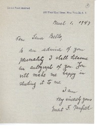 [Carta] 1947 mar. 1, New York [a] Joaquín Edwards Bello