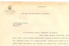 [Carta] 1940 dic. 10, San Juan de Los Morros, [Venezuela] [a] Gabriela Mistral, Río de Janeiro, Brasil