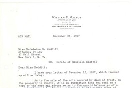 [Carta] 1957 dec. 23, Los Angeles, California [a] Madeleine S. Redditt, New York