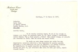 [Carta] 1957 mar. 1, Santiago, Chile [a] Doris Dana, [New York]