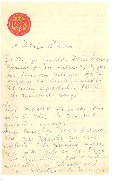 [Carta] [1955?], [Montevideo, Uruguay] [a] Doris Dana, [New York]
