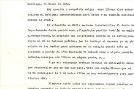 [Carta] 1980 ene. 31, Santiago, Chile [a] Doris Dana, [New York]