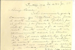 [Carta] 1927 dic. 19, Santiago, Chile [a] Luis Omar Cáceres