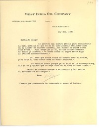 [Carta] 1930 dic. 10, San Antonio, Chile [a] Luis Omar Cáceres