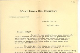 [Carta] 1930 dic. 10, San Antonio, Chile [a] Luis Omar Cáceres