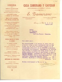 [Carta] 1920 sep. 27, Santiago, Chile [a] Luis Omar Cáceres, Rancagua, Chile