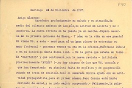 [Carta] 1927 dic. 24, Santiago, Chile [a] Luis Omar Cáceres